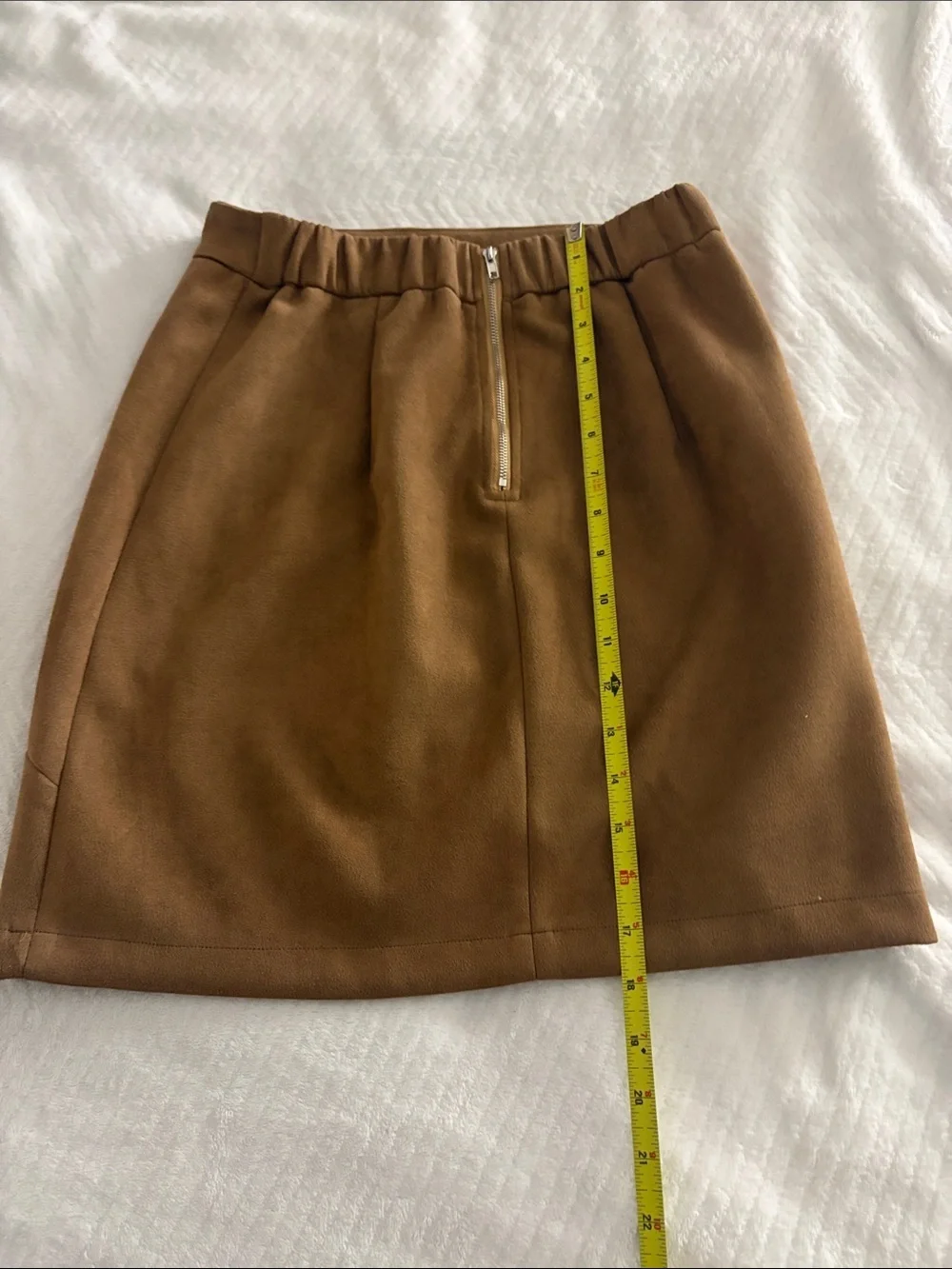 Simple Brown Suede-Look Mini Skirt